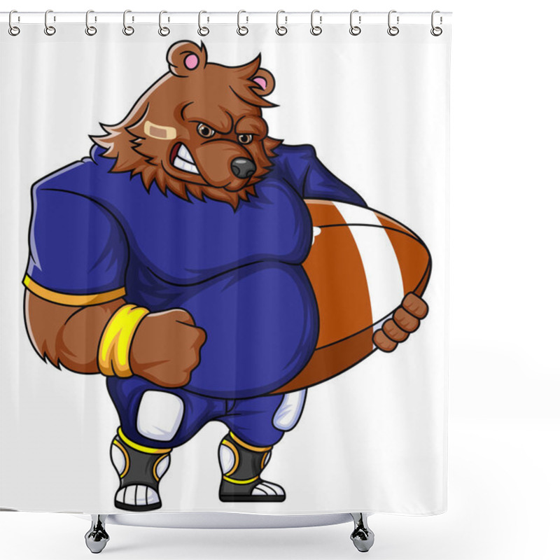 Personality  The Bear Mascot Of American Football Complete With Player Clothe Of Illustration Shower Curtains