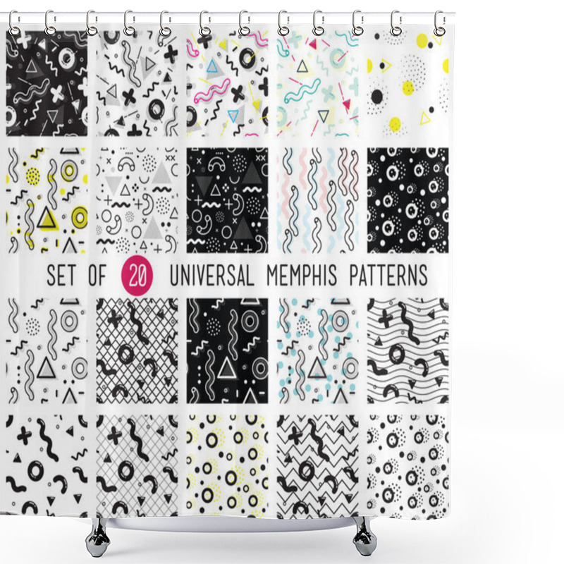 Personality  Geometric Memphis Seamless Patterns Set Shower Curtains