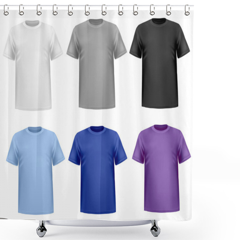 Personality  Black And White Men Polo Shirts And T-shirts. Photo-realistic Vector Illust Shower Curtains