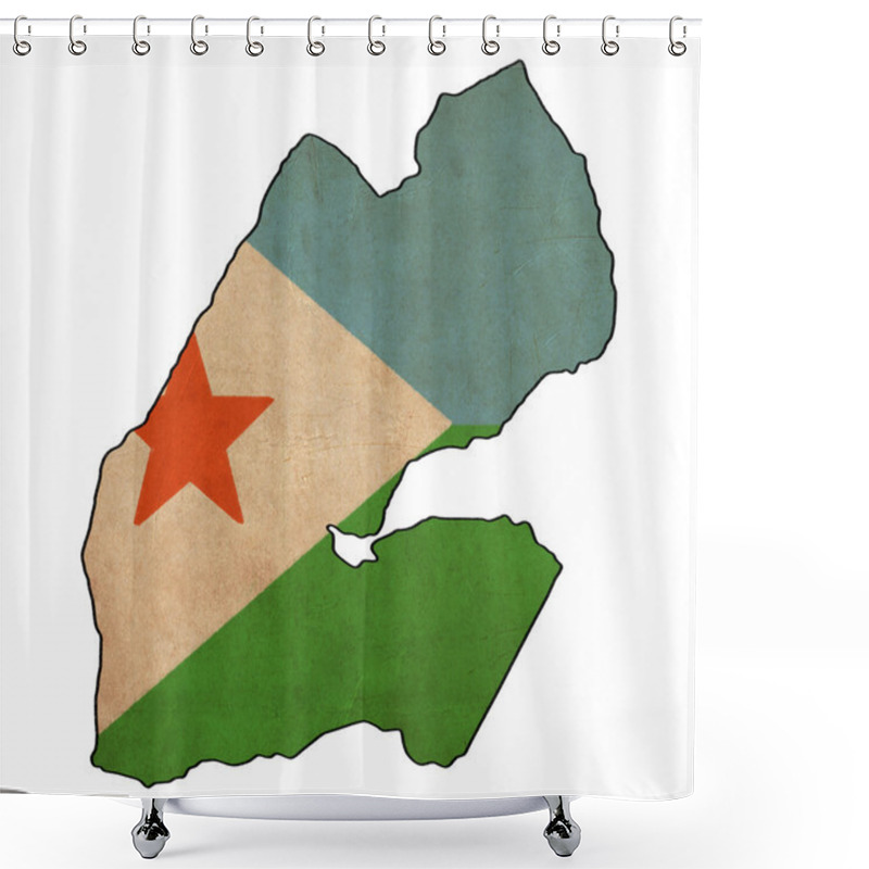 Personality  Djibouti Map On Djibouti Flag Drawing ,grunge And Retro Flag Ser Shower Curtains