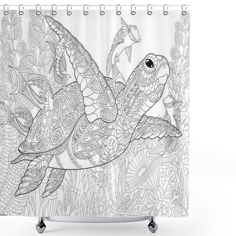 Personality  Zentangle Stylized Aquarium Shower Curtains