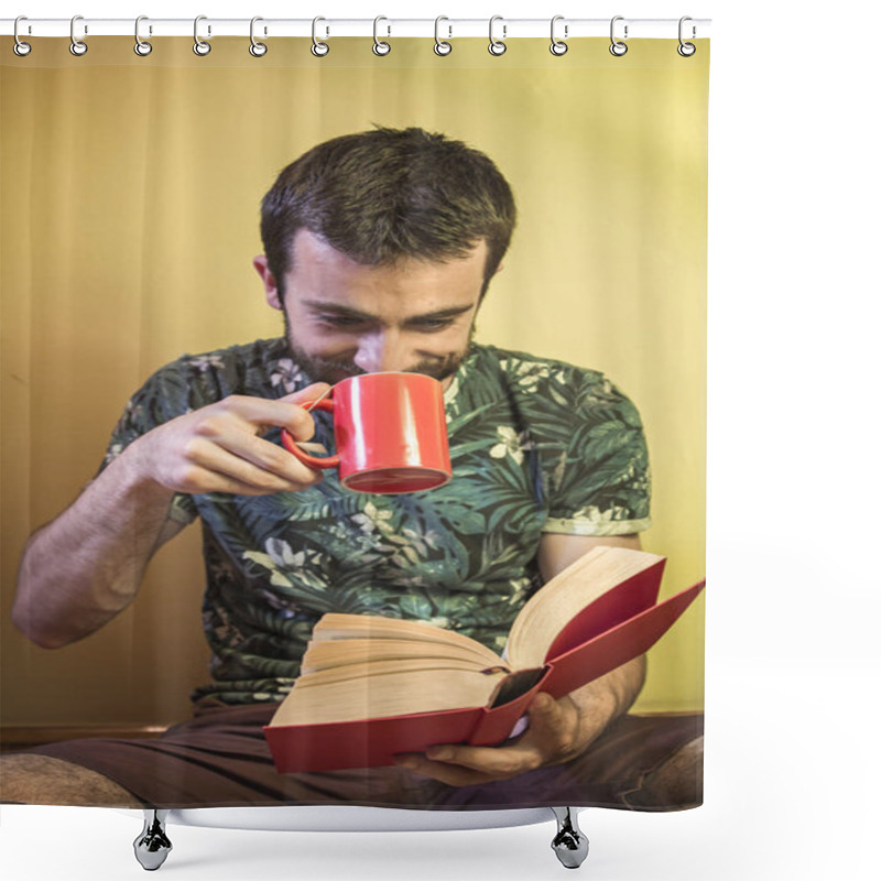 Personality  Book And Coffee Time Shower Curtains