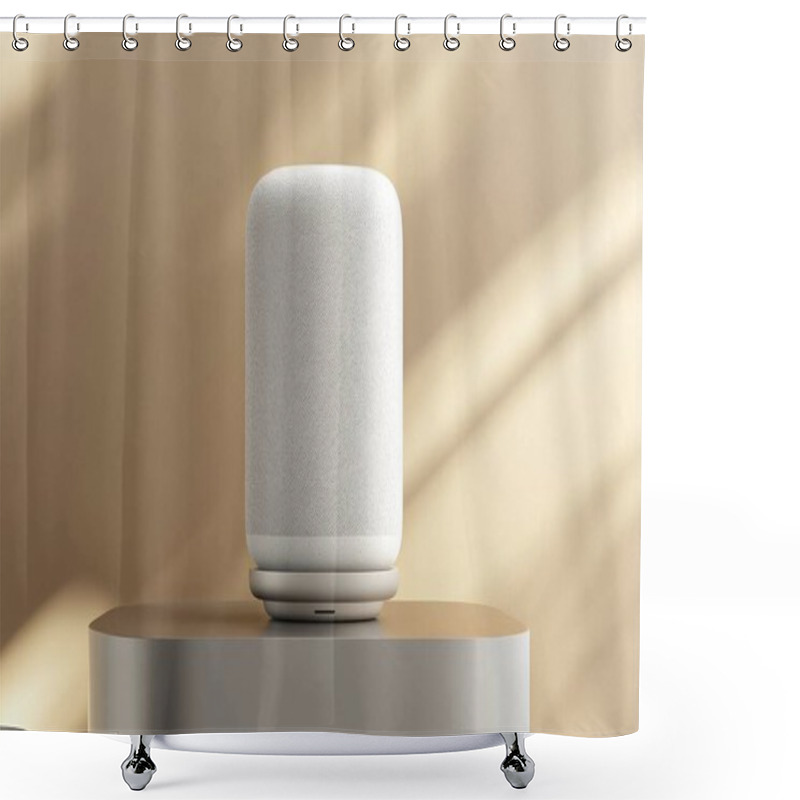 Personality  Modern Smart Speaker With Futuristic LED Lighting On A Sleek Platform Shower Curtains