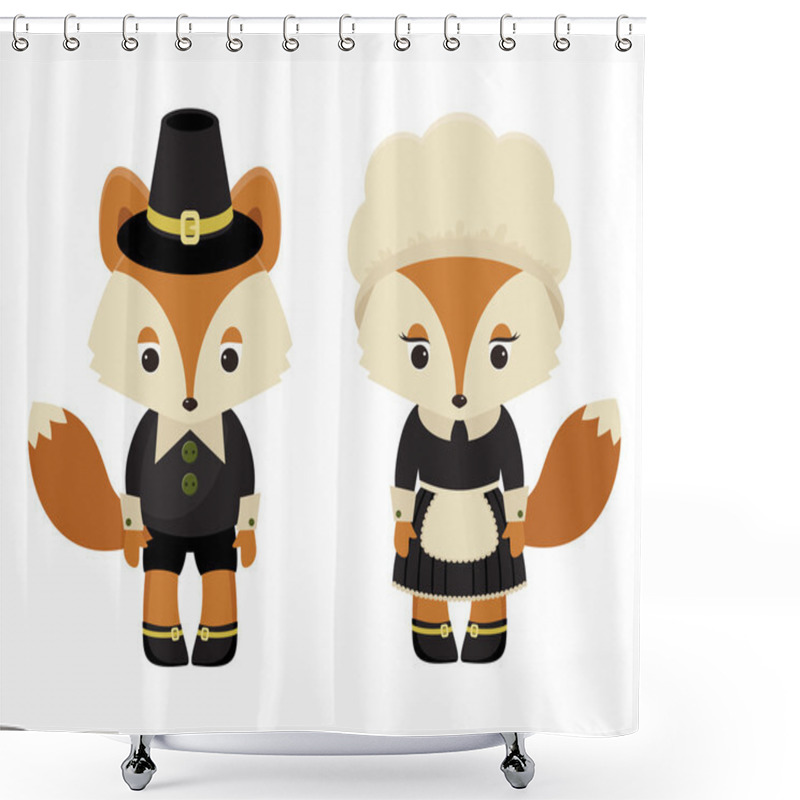 Personality  Two Foxes Pilgrims Shower Curtains