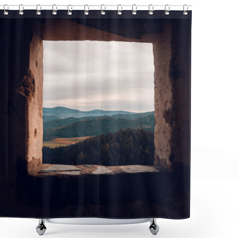 Personality  A View Through A Window On The Mountains Shower Curtains