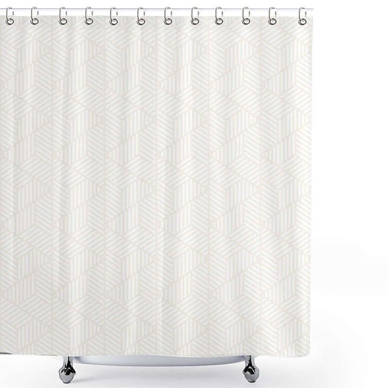 Personality  Vector Seamless Stripes Subtle Pattern. Modern Stylish Texture With Monochrome Trellis. Repeating Geometric Hexagonal Grid. Simple Lattice Graphic Design. Shower Curtains