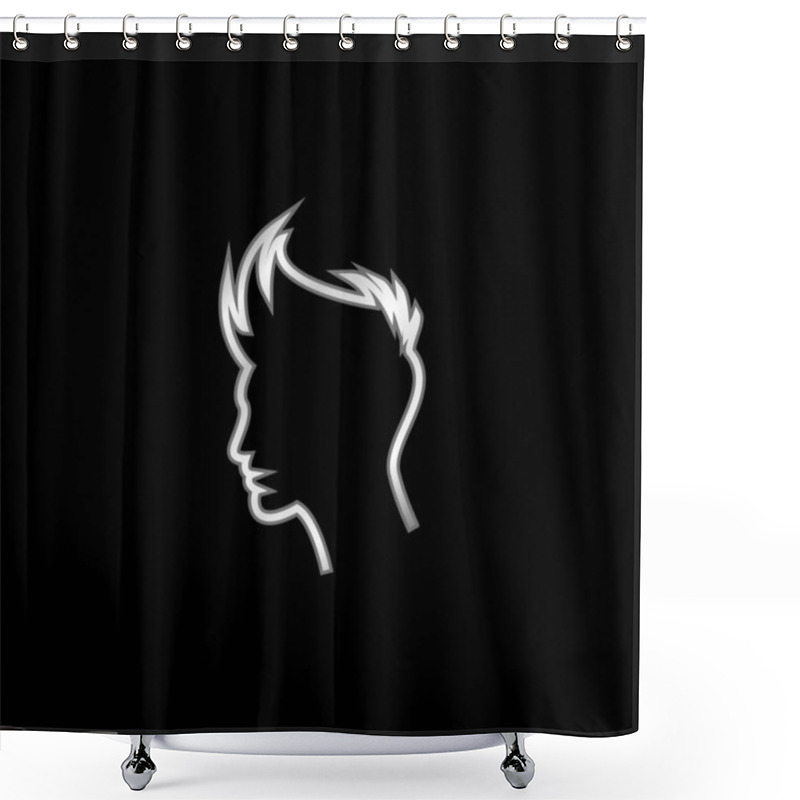 Personality  Boy Hair Outline Silver Plated Metallic Icon Shower Curtains