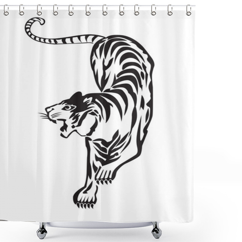 Personality  Tiger Line Art Shower Curtains