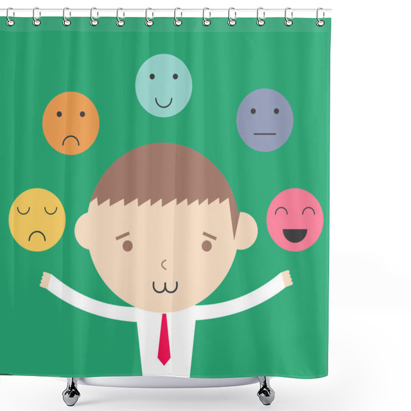 Personality  Businessman Emotional Control Management Concept Cartoon Illustr Shower Curtains