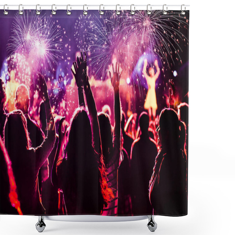 Personality  Crowd Watching Fireworks At New Year Shower Curtains