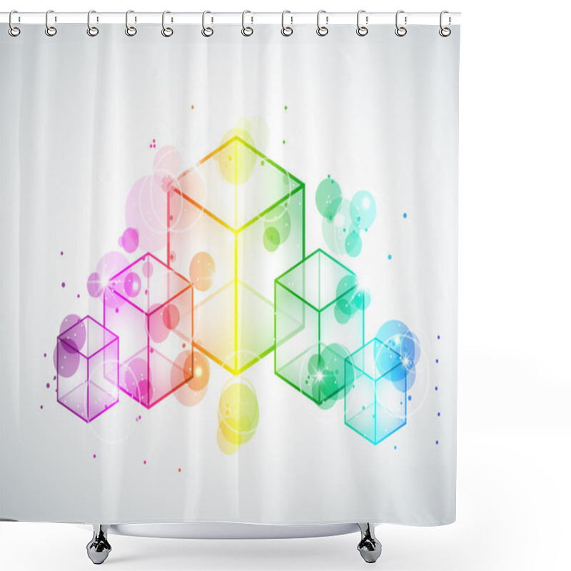 Personality  Rainbow Cubes Shower Curtains