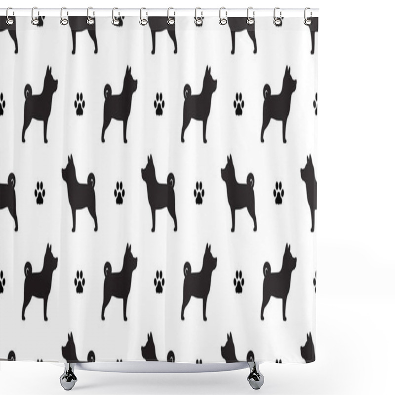 Personality  Dog Seamless Pattern Dog Paw Vector Isolated Wallpaper Background Shower Curtains