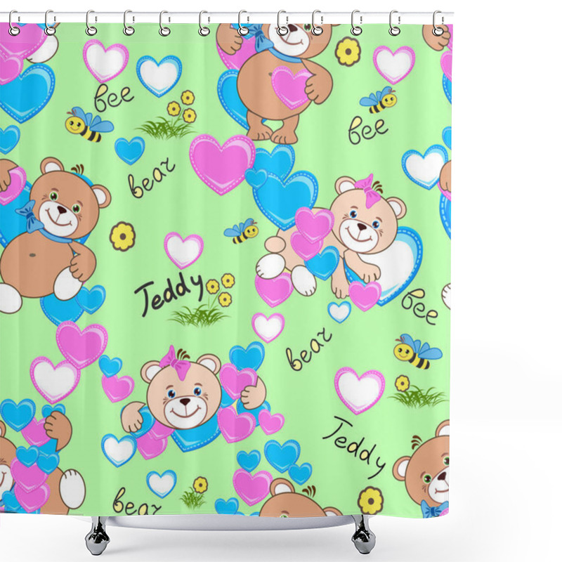 Personality  Teddy Bears Seamless Pattern Shower Curtains