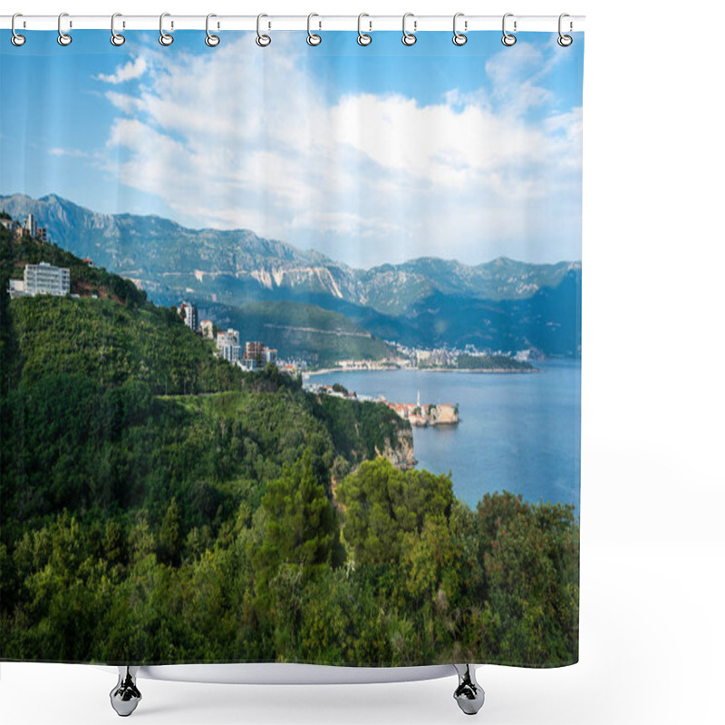 Personality  Beautiful View Of Adriatic Sea And Forest In Budva, Montenegro Shower Curtains