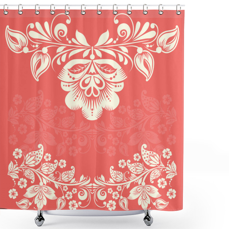 Personality  Elegant Decorative Khokhloma Postcard Frame Shower Curtains