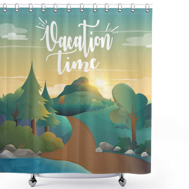 Personality  Vacation Time For Traveling In The Forest Illustration.vector Shower Curtains