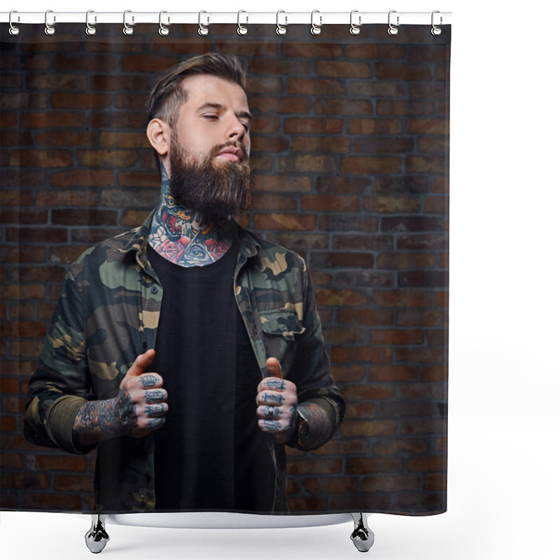 Personality  Man Dressed In A Military Jacket  Shower Curtains