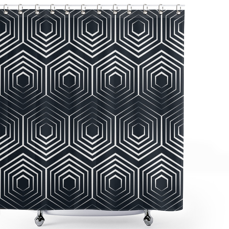 Personality  Seamless Hexagon Monochrome Pattern, Repeating Geometric Texture, Linear Structure Background Shower Curtains