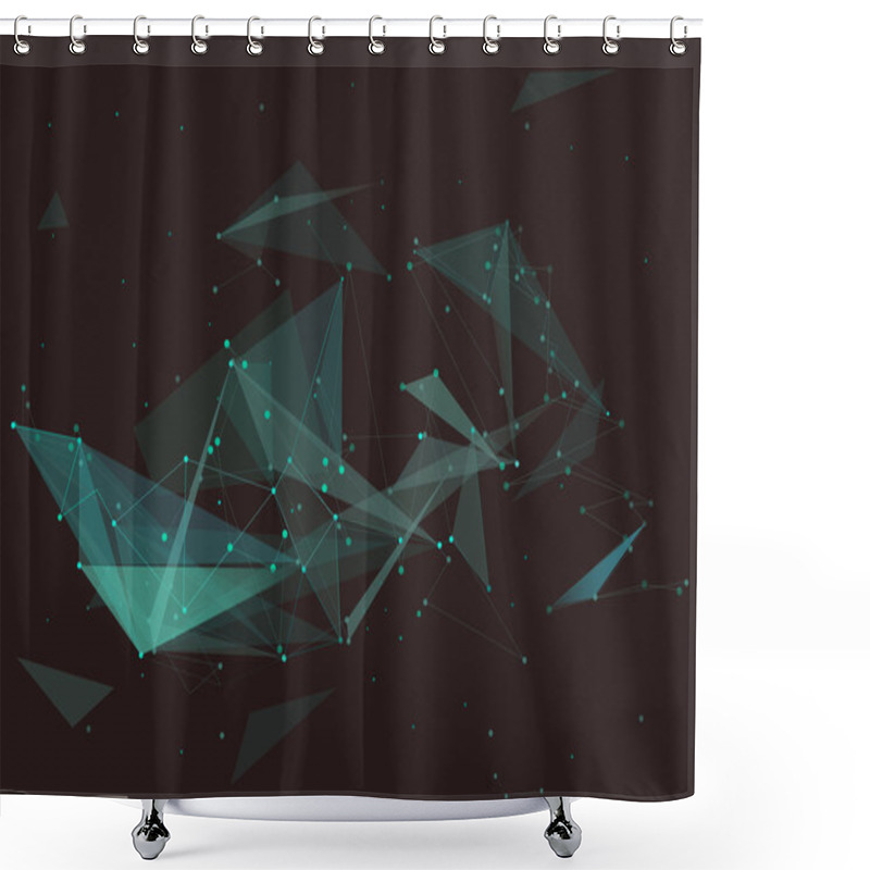 Personality  Abstract Composition, Emerald Diamond Facets, Crystal Faces, Turquoise Dots, Lines Startup Display, Green Polygonal Backdrop Surface, Space Sky Wallpaper, Fancy Screen Saver, Shining Stars Capture, Brisht Light Rays, Web Site Font, EPS10 Illustration Shower Curtains