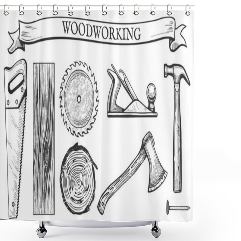 Personality  Woodworking Objects Set Shower Curtains