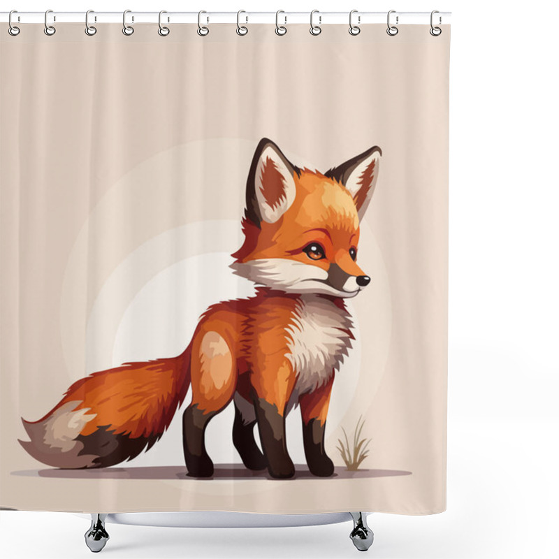 Personality  Vector Illustration Of Cute Fox Cartoon Shower Curtains