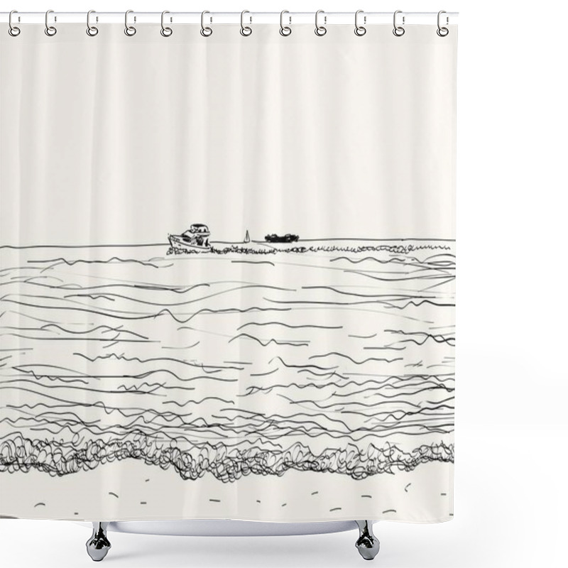 Personality  Summer Seascape Sketch Shower Curtains