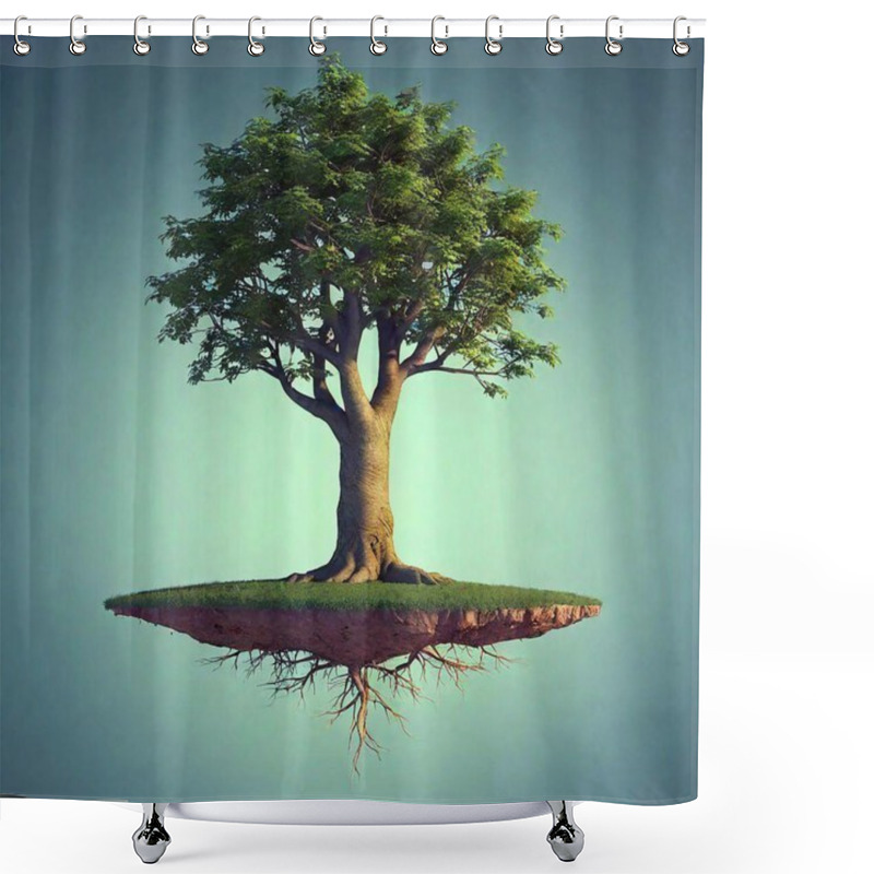 Personality  3 D Rendering Of A Green Tree On A White Background Shower Curtains