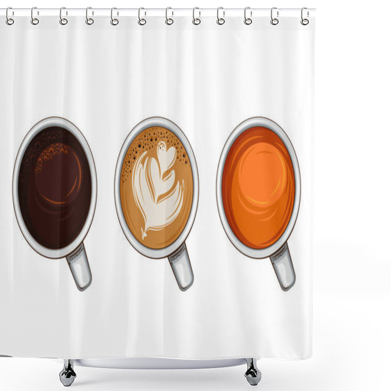 Personality  Cup Of Coffee Collection Top View Shower Curtains