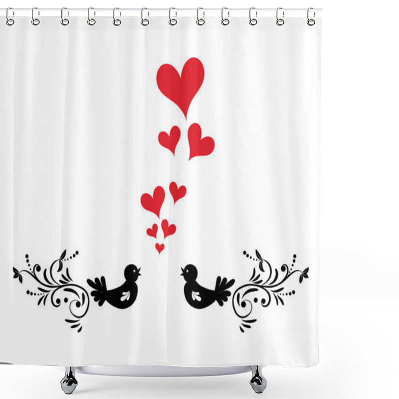 Personality  Love Bird Logo, Two Bird In Heart Shape Logo Vector, Romantic And Wedding Symbol, Peace And Freedom Icon Tattoo Shower Curtains