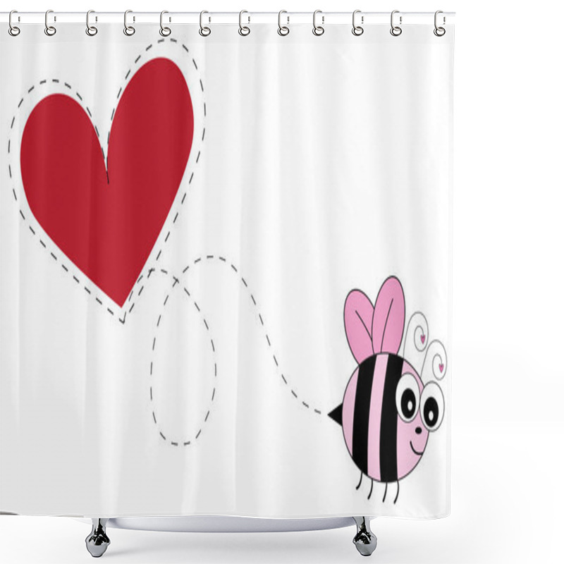 Personality  Love Heart Valentines Bee Shower Curtains