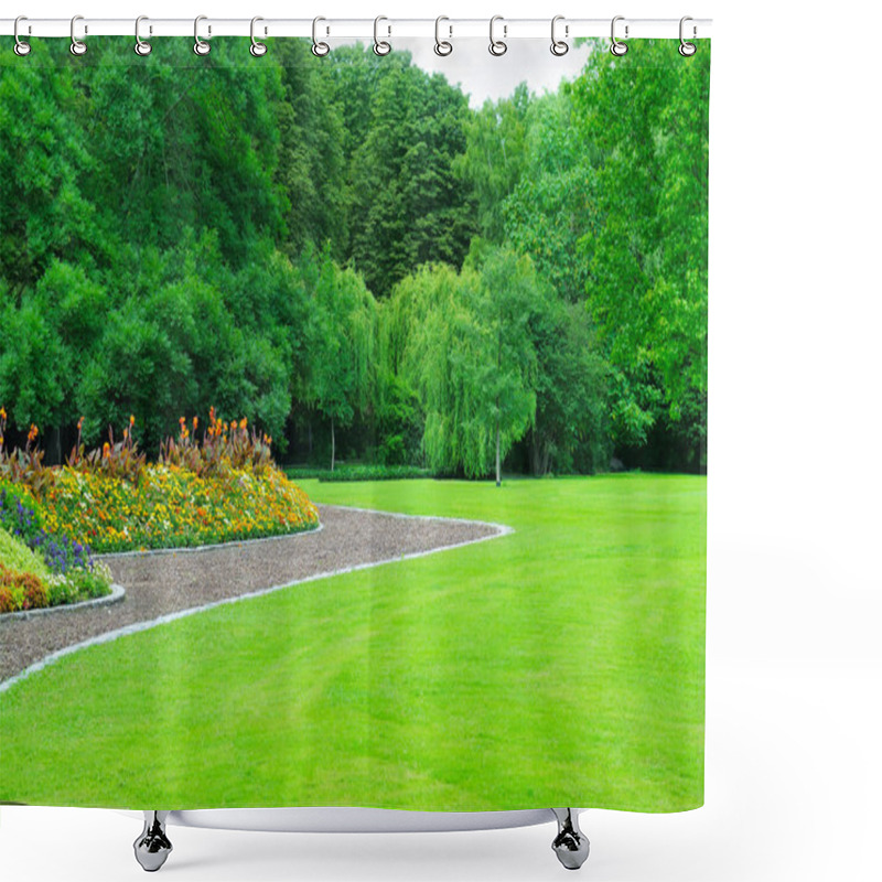 Personality  Summer Garden With Lawn And Flower Garden Shower Curtains