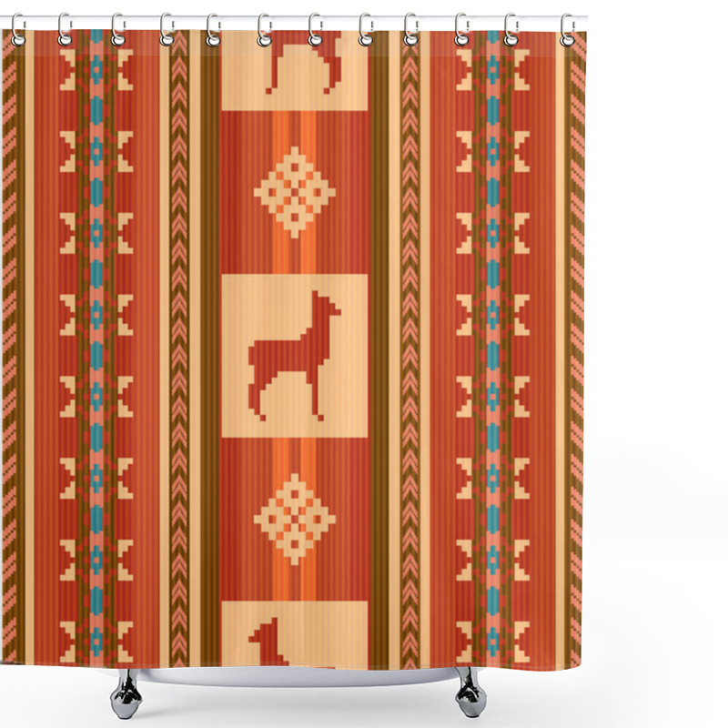 Personality  Ornamental Ethnic Pattern With Lamas Shower Curtains