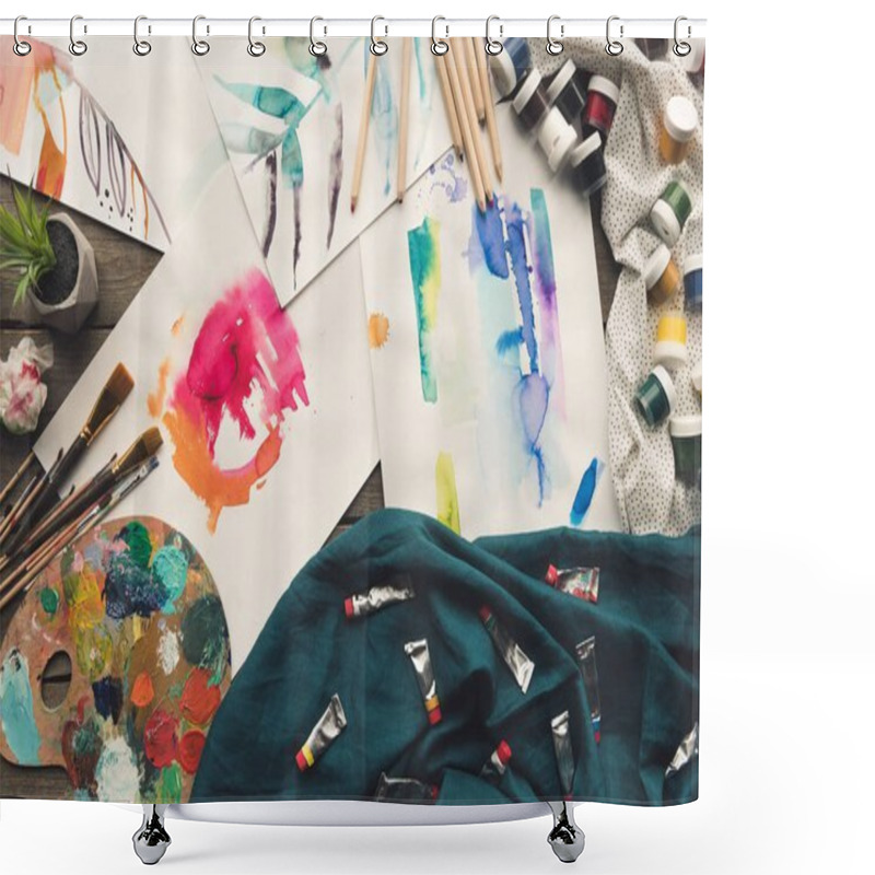 Personality  Scattered Painter Sketches Shower Curtains