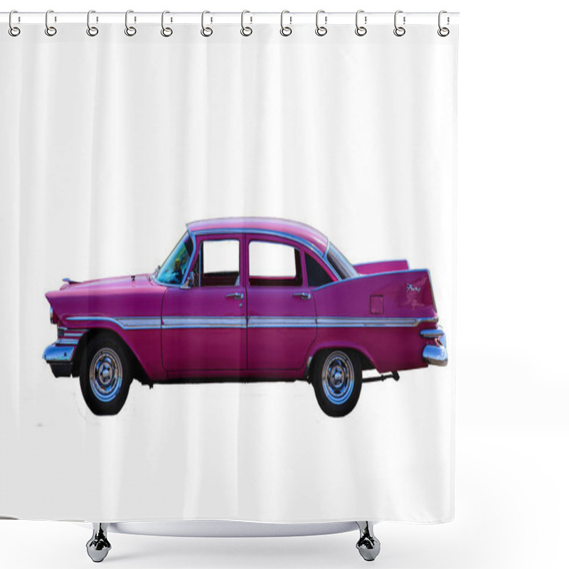 Personality  Classic Model Pink Cadillac Fury From Side Proection, Isolate, White Background. Shower Curtains