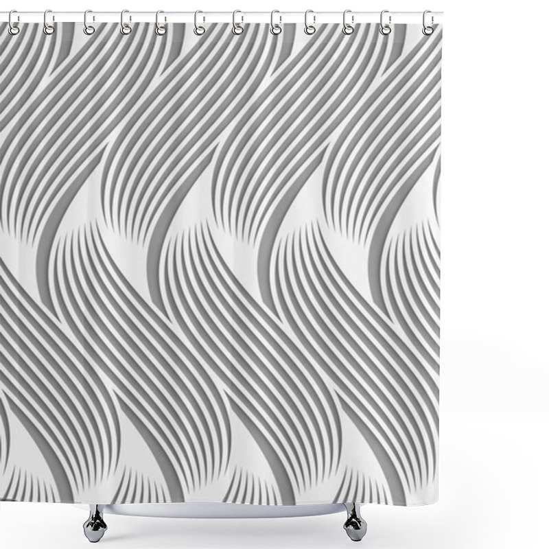 Personality  Perforated Paper With Wavy Striped Shapes Shower Curtains