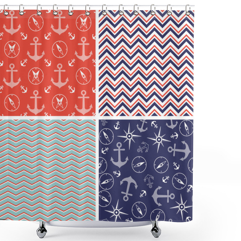 Personality  Pattern With Marine Anchor And Wind Rose Shower Curtains