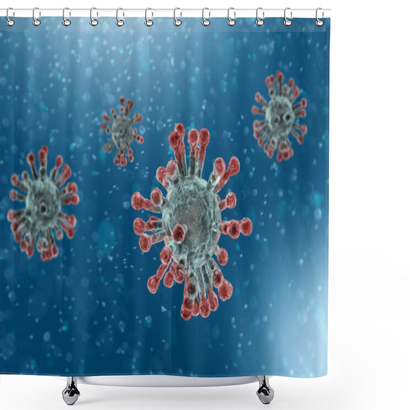 Personality  Microscopic View Of Coronavirus, A Pathogen That Attacks The Respiratory Tract. Analysis And Test, Experimentation. Sars. 3d Render Shower Curtains