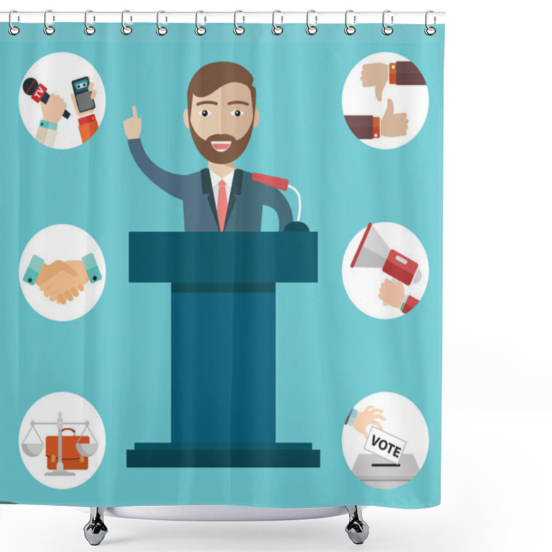 Personality  Politician Man Having Speech Shower Curtains