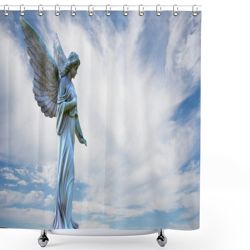 Personality  Beautiful Angel In Heaven Over Cloudy Sky Shower Curtains