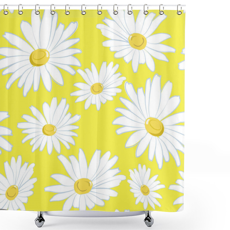 Personality  White Daisies On A Yellow Background Shower Curtains