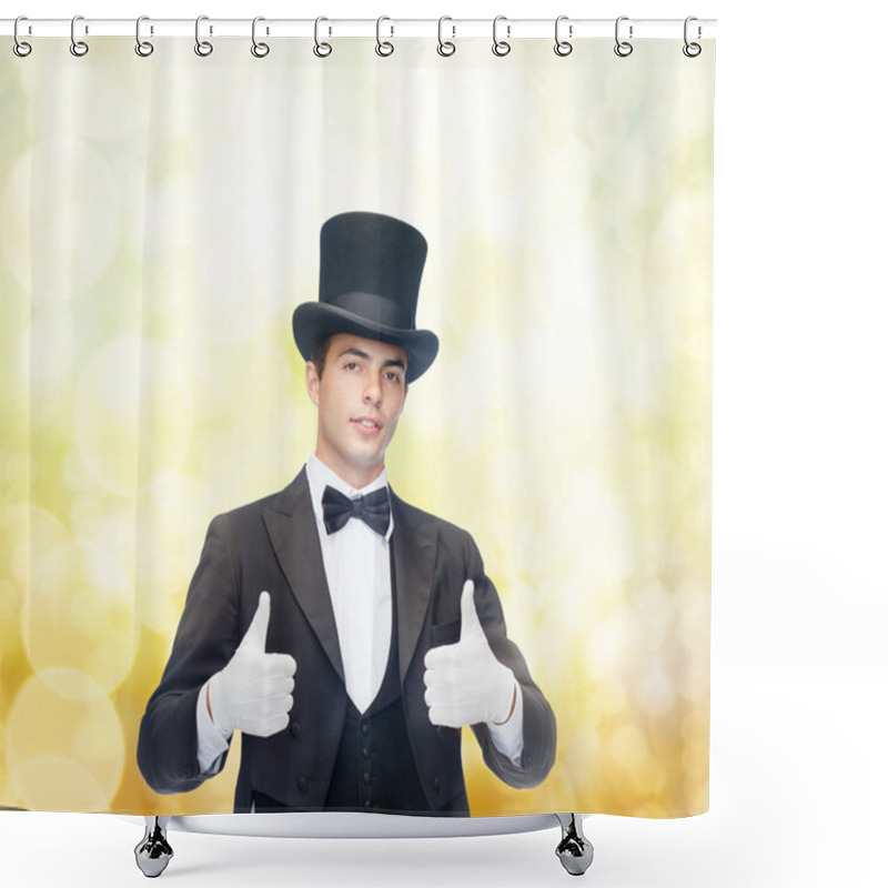 Personality  Magician In Top Hat Showing Thumbs Up Shower Curtains