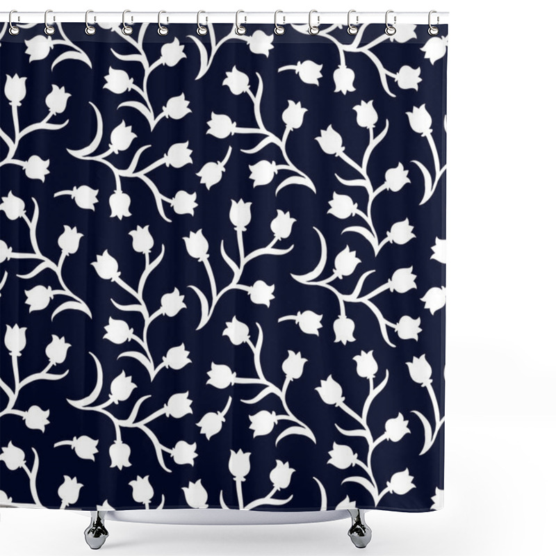 Personality  Ditsy Floral Pattern With Small White Tulips Shower Curtains