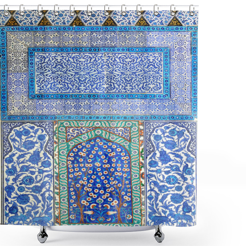 Personality  Iznik Tile From Ancient Ottoman Era.The Tiles Were Decorated By Master Artisans, So-called Nakkash, That Were Brought From Throughout The Empire To Istanbul And Iznik To Carry Out This Art Shower Curtains