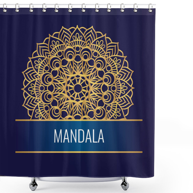 Personality  Round Golden Mandala On White Dark Background. Vector Boho Mandala With Floral Patterns. Shower Curtains