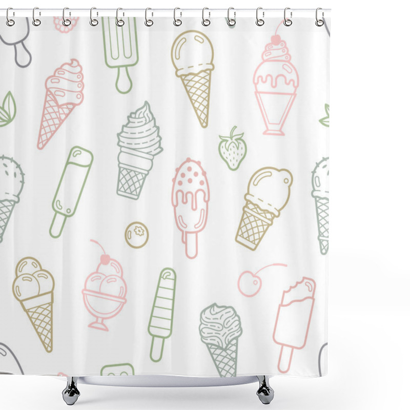 Personality  Vector Cute Pastel Ice Cream Seamless Pattern Shower Curtains