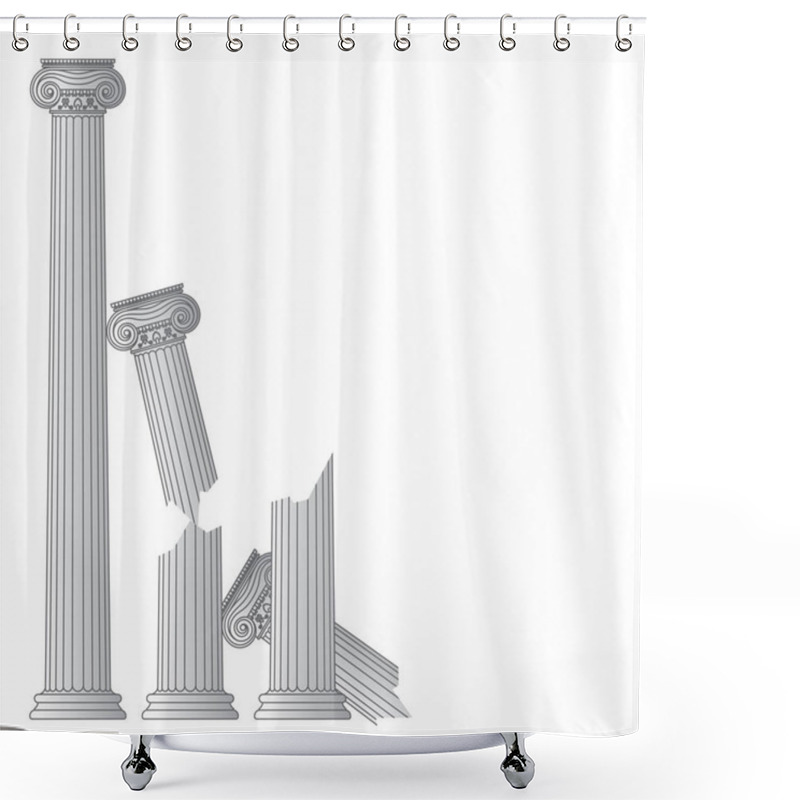 Personality  Destroyed Ancient Greek Antique Columns With Capitals Of The Ionic Order And With Place For Text Vector Illustration Shower Curtains