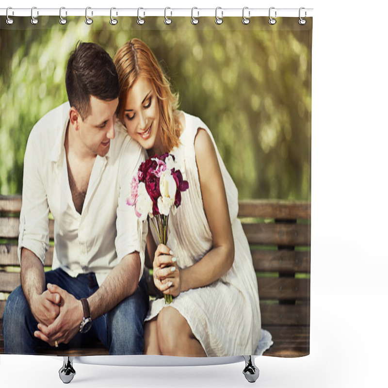 Personality  Loving Couple Inthe Park Shower Curtains