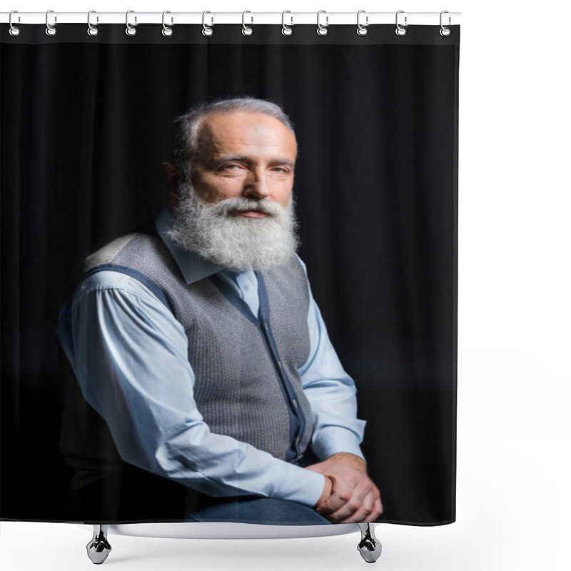 Personality  Smiling Senior Man Shower Curtains