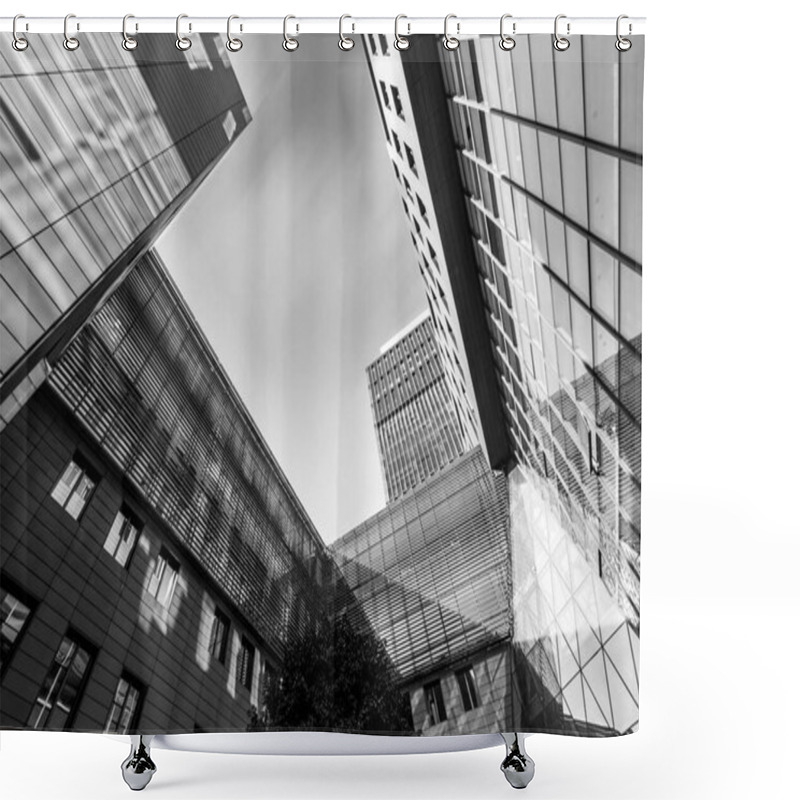 Personality  Assault City Modern Architecture Office Building Shower Curtains