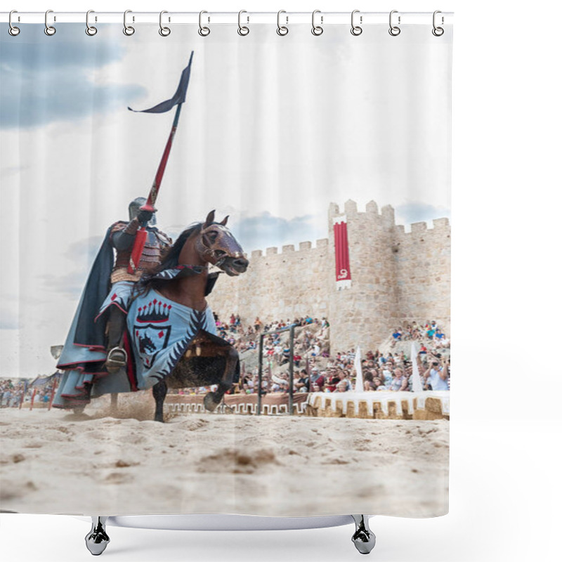 Personality  Rider In Close-up On Vertical Phot Shower Curtains